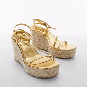 Mango Metallic Wedge Sandals with Straps
